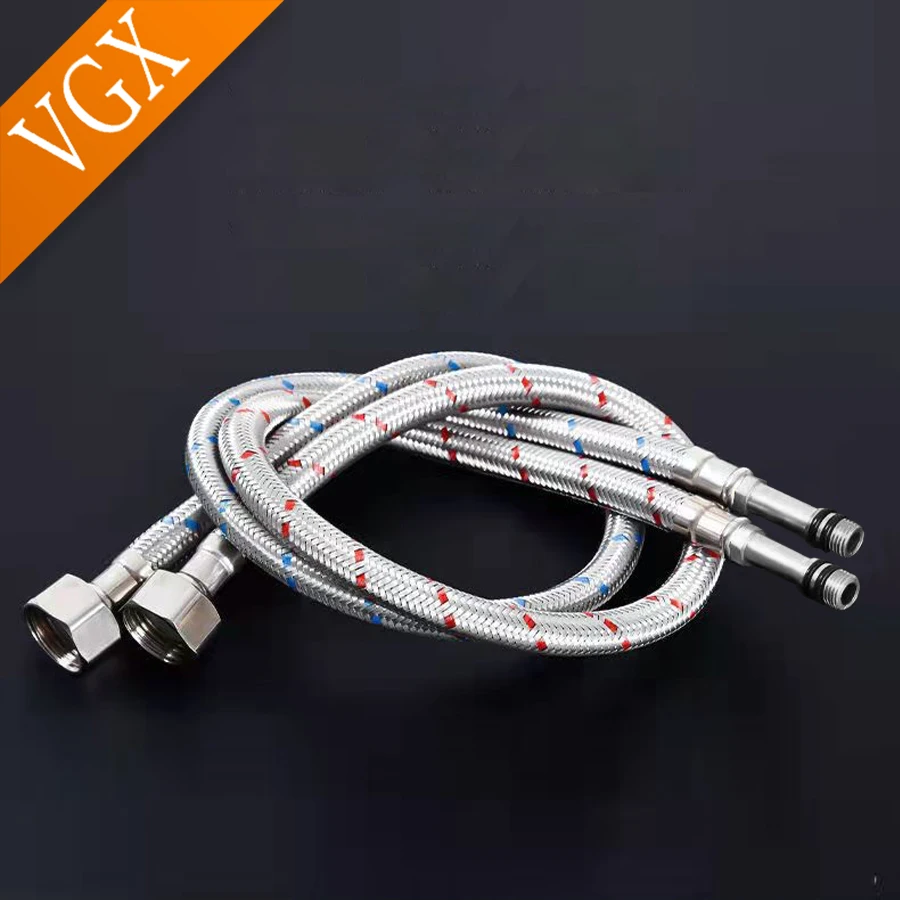 VGX G1/2 G3/8 G9/16 304 Stainless Steel Flexible Plumbing Pipes Cold Hot Mixer Faucet Water Supply Pipe Hoses Bathroom Kitchen plumbing hose water pipe