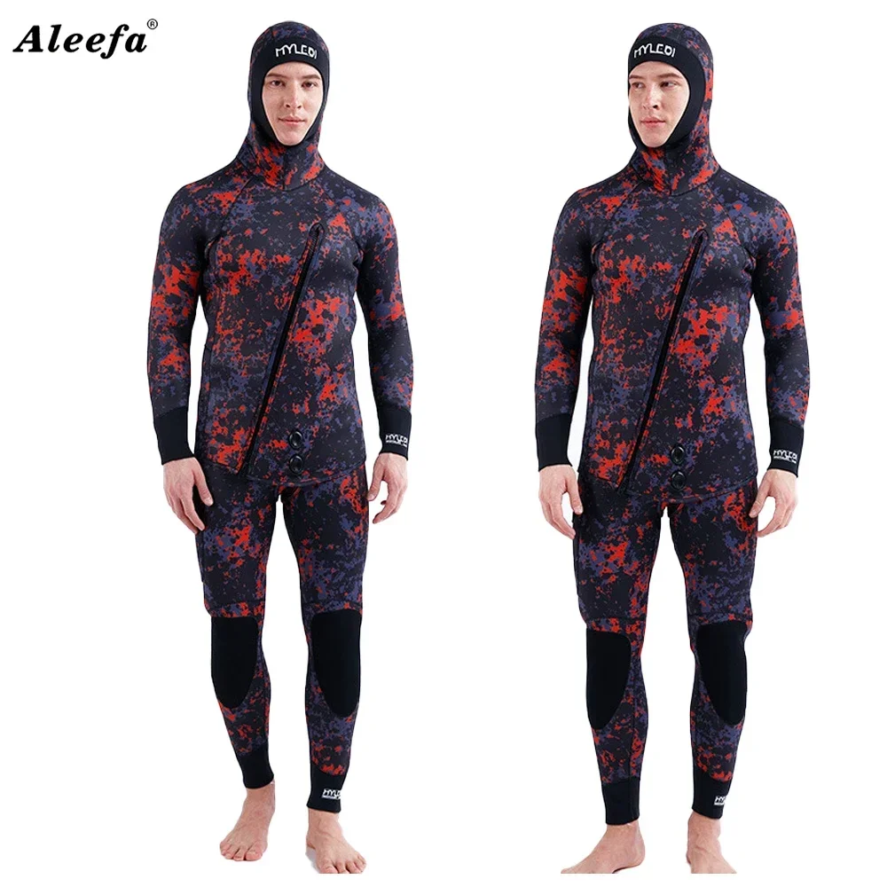 

Wetsuit Men 5mm Neoprene Front Zipper Spearfishing Diving Suit Scuba Dive 2pcs-set