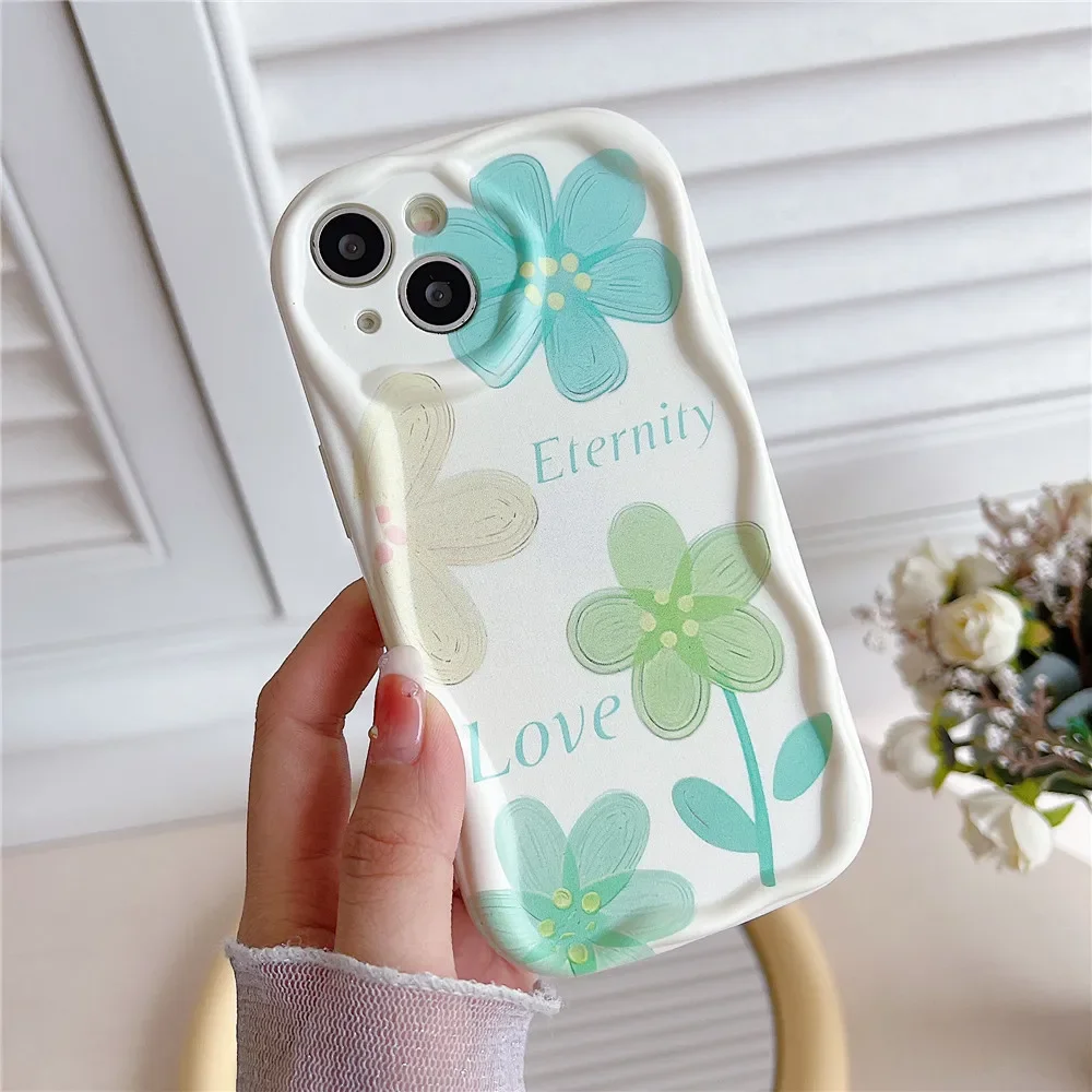 Cute Cream Edge Heart Flower Soft Silicone Phone Case Cover
