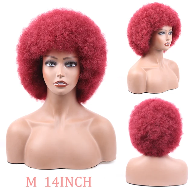 Synthetic Afro Wig Short Fluffy Hair Wigs for Black Women Kinky Curly Hair for Party Dance Cosplay Wigs with Bangs Bug