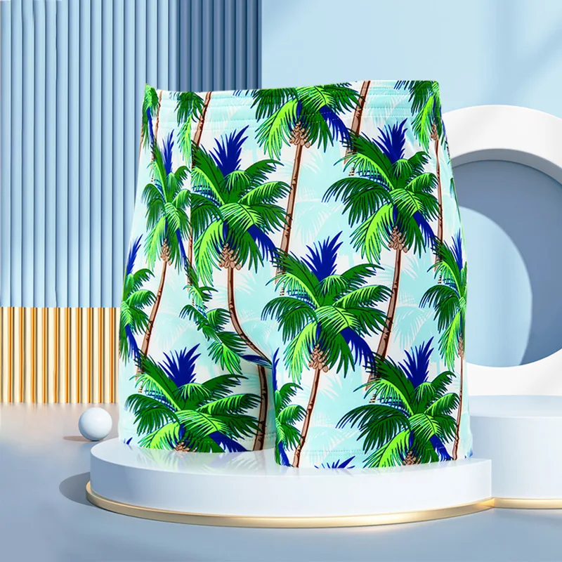 New Fashionable men's printed beach pants quick drying flat angle shorts swimming casual beach vacation swim shorts pants