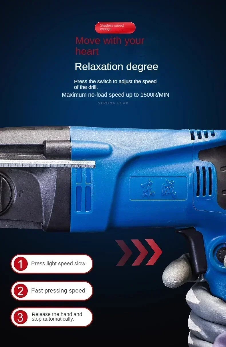 220V Powerful Electric Hammer Drill for Concrete with High Impact Power and Lightweight Design - Official Store 4