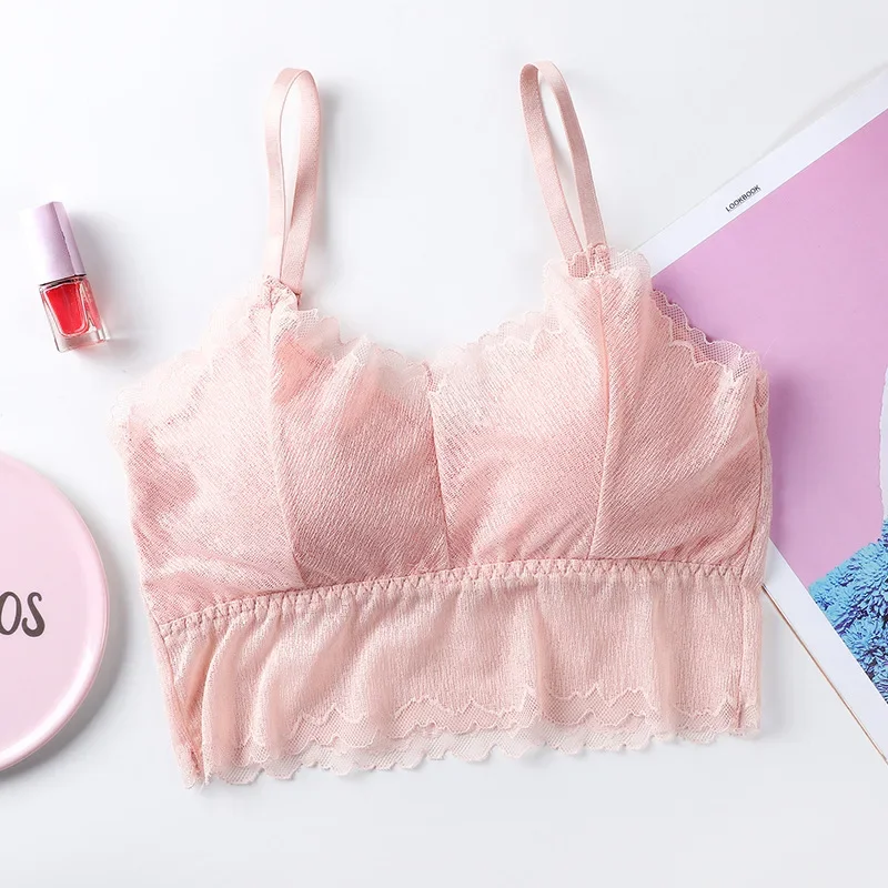 Women Lace Bra Top Padded Wireless Lace Bralette Female Removable Pads Bras Summer Crop Top Sexy Lingerie_voghion.com