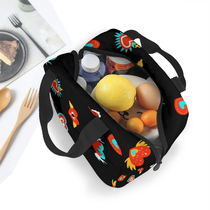 BYMONDY Red Heart Lunch Bags for Women Office Fashion Thermal Cooler Lunch Box Insulated Tote Handbags Children Meal Bento Bag