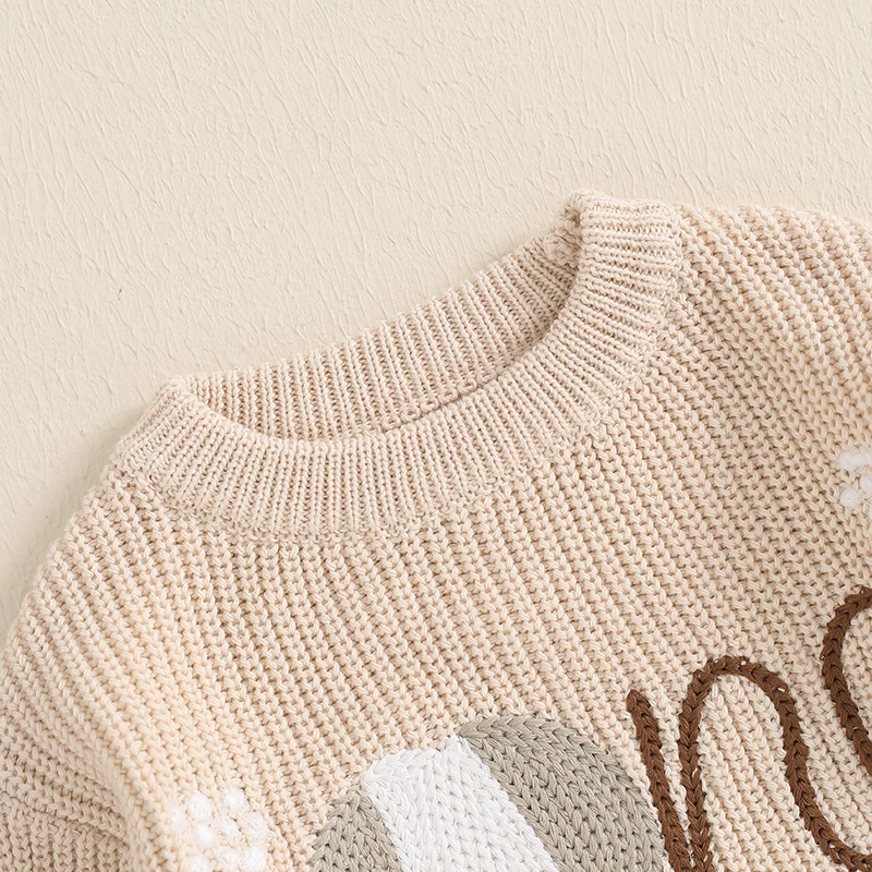 FOCUSNORM 5 Farben Herbst Winter Baby Jungen Mädchen Geburtstag Pullover Brief Stickerei Warme Gestrickte Langarm Pullover Strickwaren – Detail 35