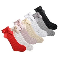 0-3Years Baby Girl Long Socks Princess Solid Color Cute Bowknot Spring Fall Thin Mesh Over-The-Knee Socks 1