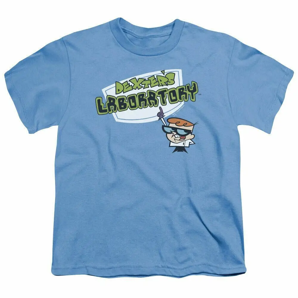 Dexters Laboratory Logo Kids Youth T Shirt Con Licenza Cartoon Tee Carolina Blue