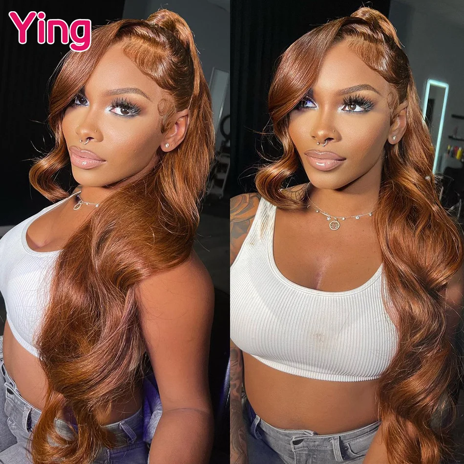 

Ying Ginger Brown Body Wave 200% 13x6 Lace Wig 13x4 Transparent Lace Frontal Wig 5x5 Lace Front Wig PrePlucked With Baby Hair