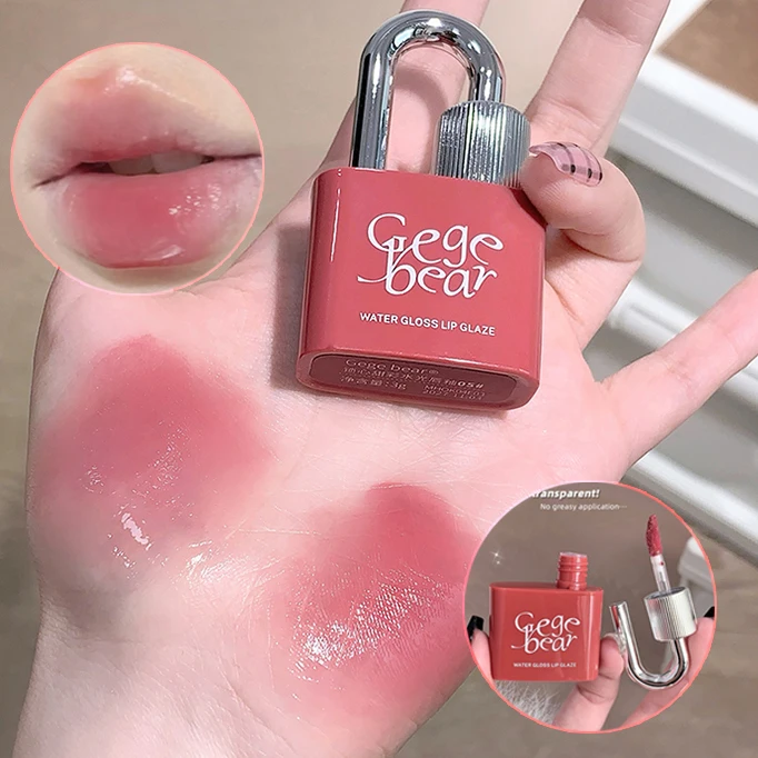 Lock Shine Gloss Lip Tint Hydrating Mirror Jelly Lip Glaze Water-light Gloss Long Lasting Waterproof Glossy Berry Red Tint