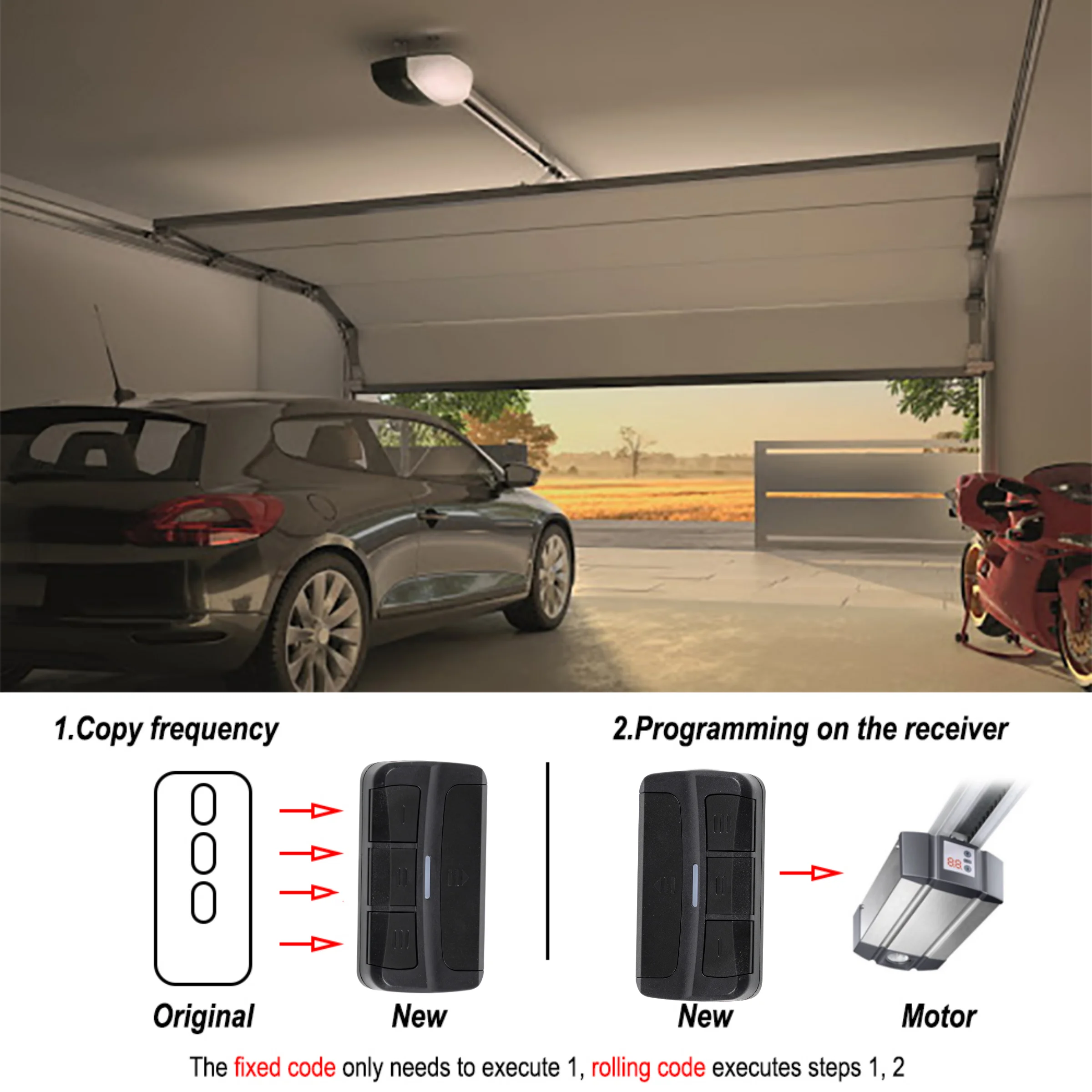 XIHADA Mando a distancia universal para puerta de garaje, control remoto  para su casa, con frecuencias múltiples, de 280 MHZ a 868 MHZ