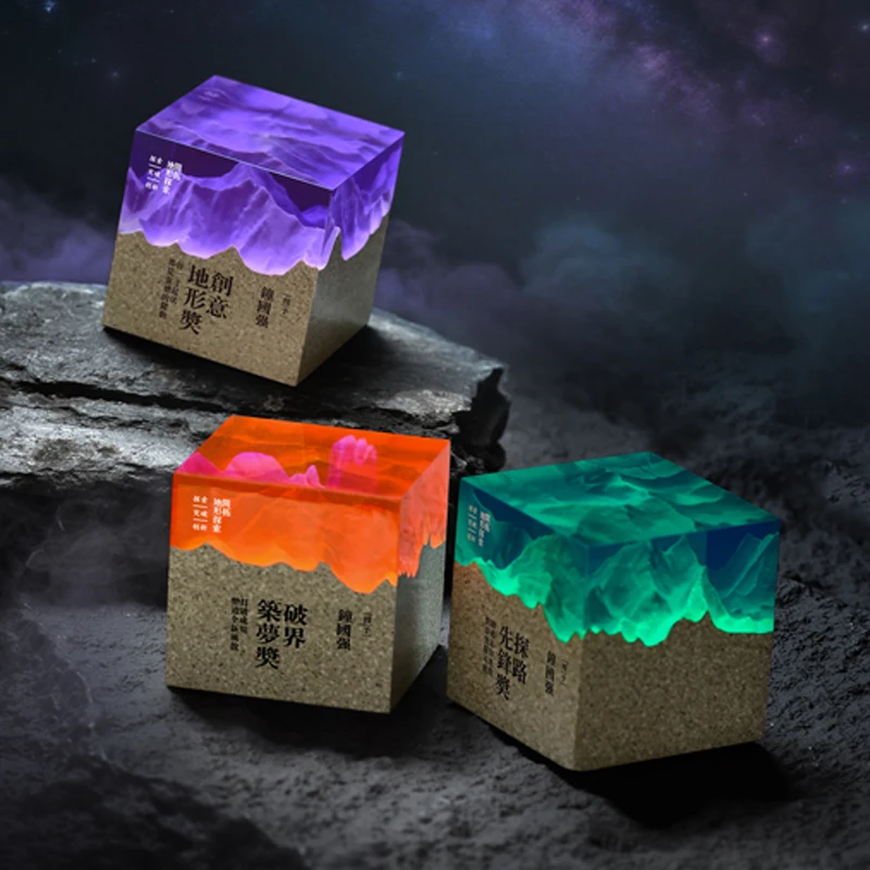 Customized High-end Cube Marble Drip Glue Trophy, Excellent Staff Company Annual Meeting Awards, Home Decorations Souvenirs, 1Pc