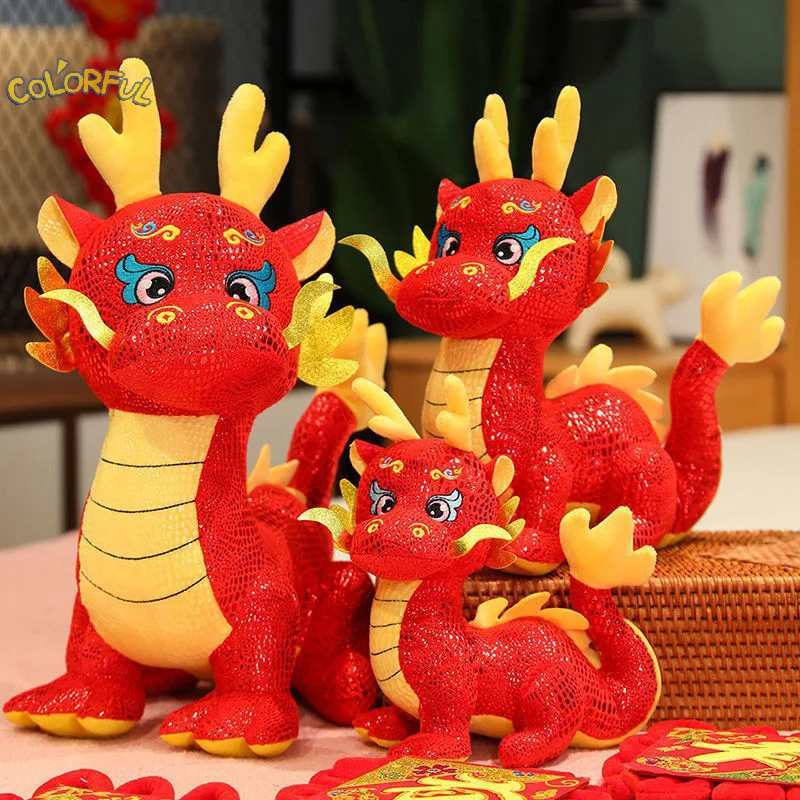 

Милая кукла-талисман с китайским знаком зодиака, животное, дракон на удачу, мягкие плюшевые животные для детей и взрослых, Новогодний подарок