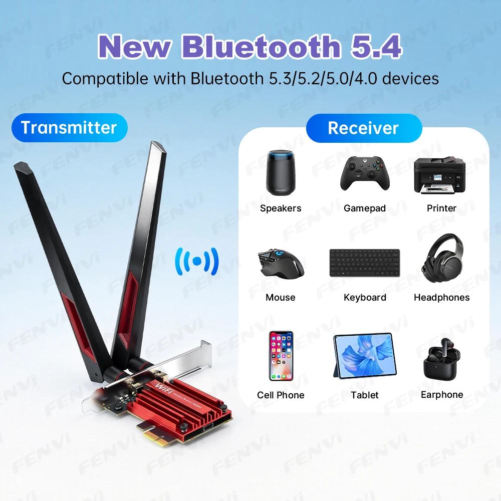 fenvi WiFi 7 PCIe 무선 어댑터 블루투스 5.4 트라이 밴드 6G/5G/2.4Ghz 10DBi 안테나 MT7925 WiFi7 네트워크 카드 PC Win 10/11용