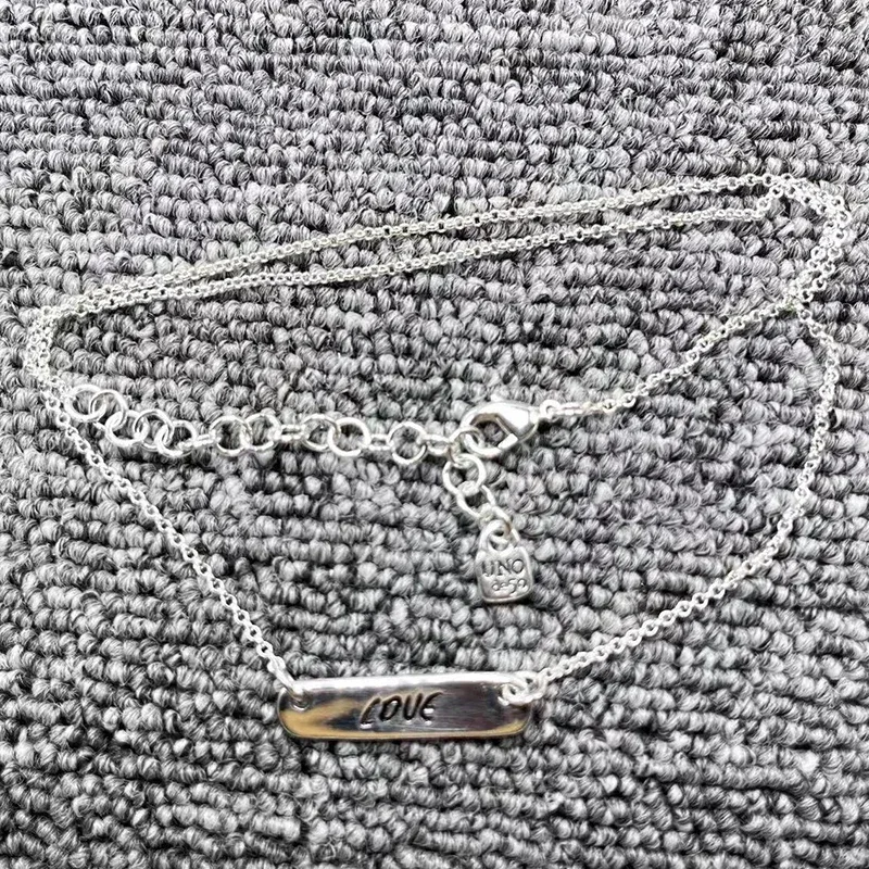 

UNOde502022 New Original Fashion Electroplated 925 Silver Nameplate Love And Lucky Necklace Holiday Jewelry Valentine's Day Gift