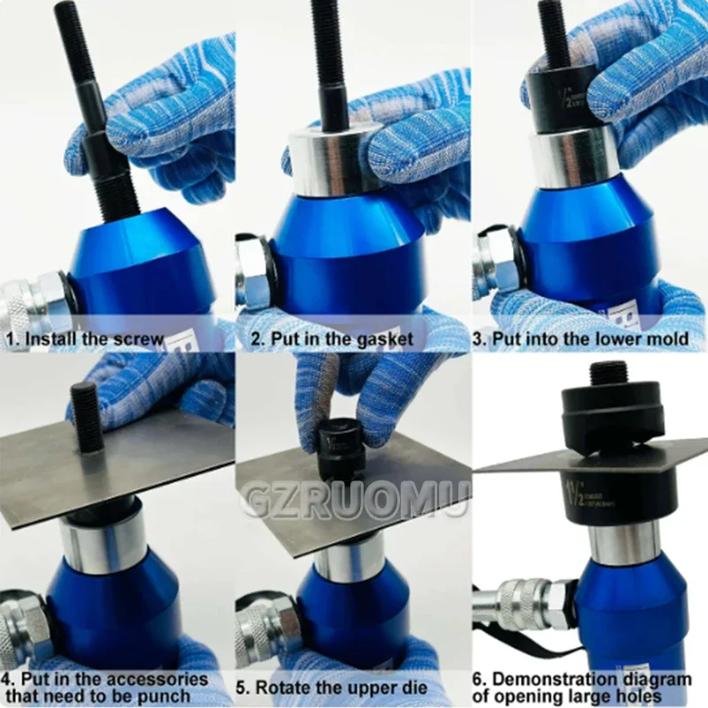 WK-8 Universal Hydraulic Hole Opener 1/2-2&ldquo; Stainless Steel Metal Plate Mild Steel Plate Hole Puncher 360&deg; Rotate Punch Tool Kit