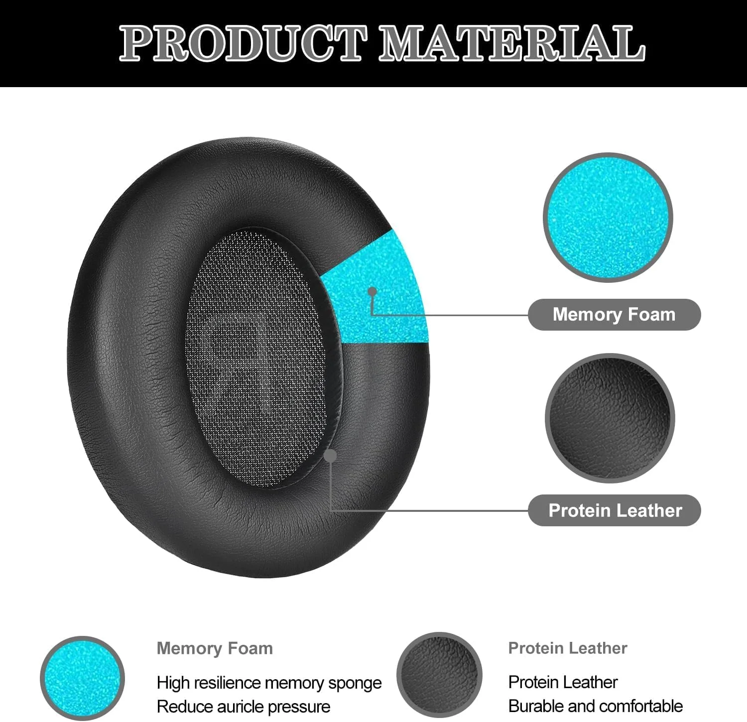 KUTOU Earpads Replacement for Anker Soundcore Space Q45 Headphones Replacement Soft Protein Earpads Earmuffs Ear Cushion Cover