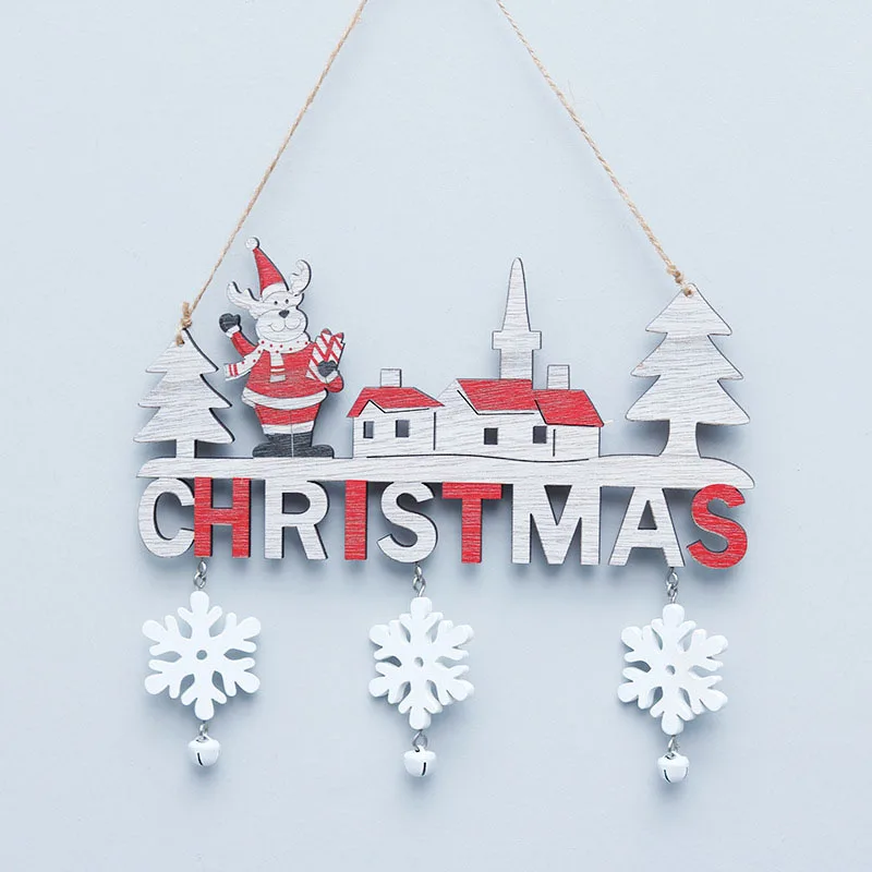 Weihnachten Weihnachtsmann Schneemann Elch Holztür Ornamente Frohe Weihnachten Wanddekoration für Home Party Navidad Noel Geschenke Neujahr – Detail 3