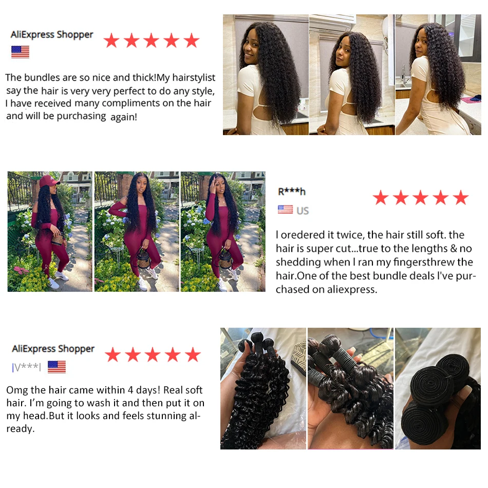 Deep Wave Human Hair Bundles 1/3/4 Pieces Natural Black Cheap Remy Human Hair Extensions For Women 14-30Inch Water Curly Bundles