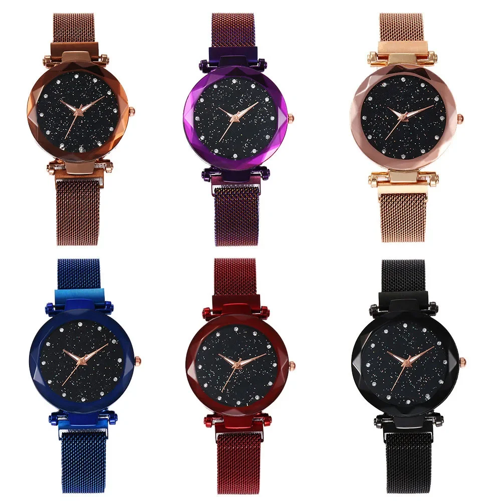 Luxury Magnetic Starry Sky Watch for Women Crystal Analog Quartz Wristwatches Ladies  For Gift Clock 5