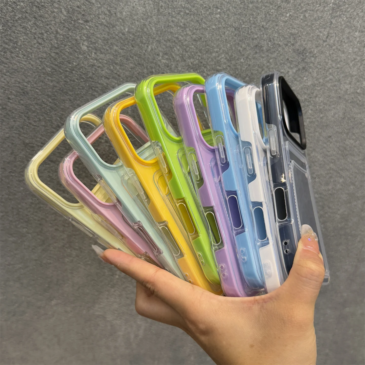 Candy Color Shockproof Phone Case with Card Slot and Photo Clip