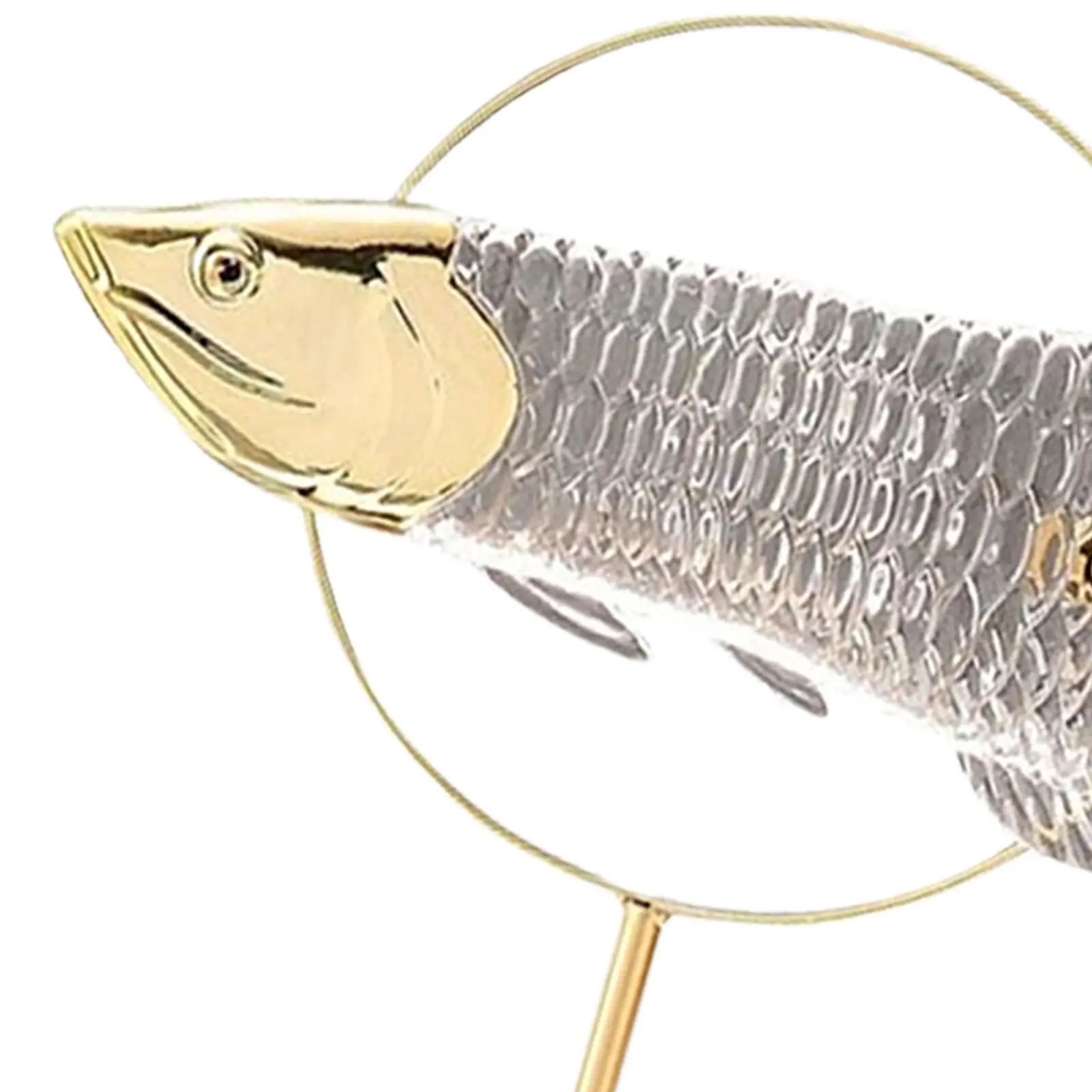 Resin Figurine Gift Golden Arowana Statue for Desktop Living Room Fireplace