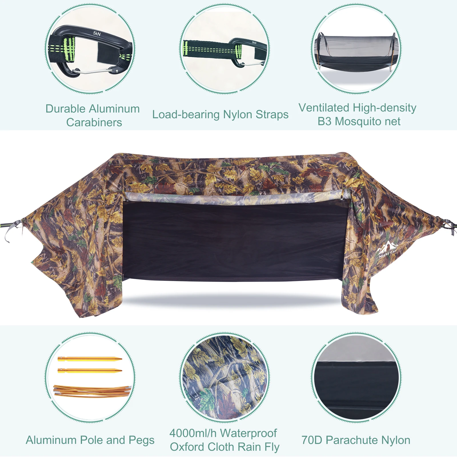 Hammock Tent Bug Net Rain Fly Outdoor Camping Hiking Hunting Hanging Bed Swings 1 or 2 Person