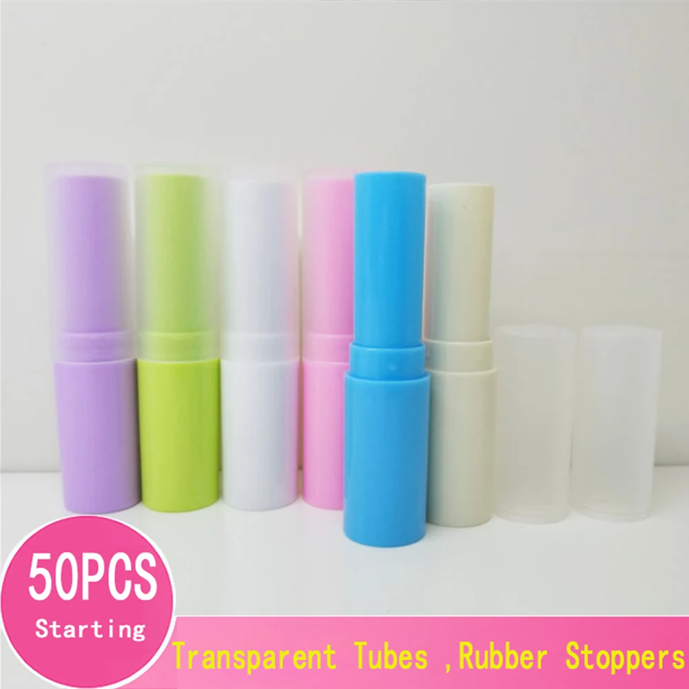 

50Pcs 4ml Empty Lip Gloss Tubes Cosmetic Containers Lipstick Jars Balm Wholesale Tube Cap Container Travel Makeup Tool Lip Balm