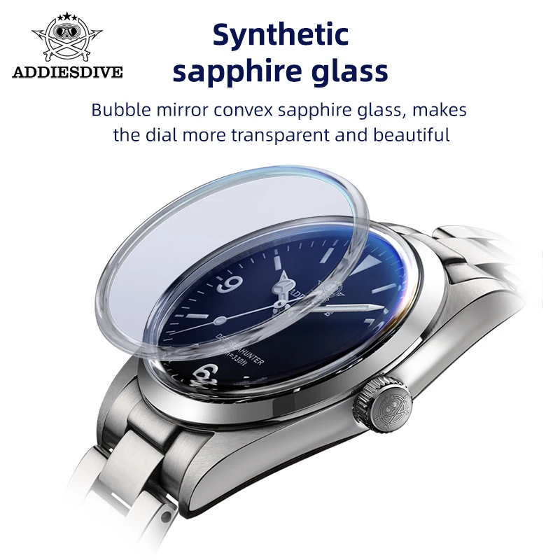 ADDIESDIVE Luxury Quartz Watch For Men 316L Stainless Steel Sapphire Pot Cover Glass 10Bar Waterproof  Luminous Wristwatch Reloj