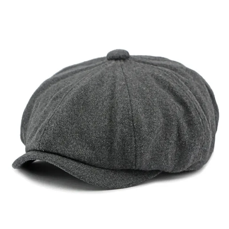 Autumn and Winter Polyester Solid Newsboy Caps Flat Peaked Cap Men and Women 163 newsboy cap newsboy hat