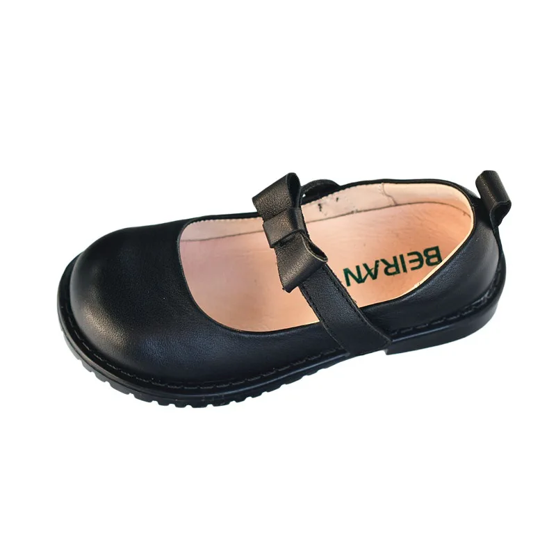 Genuine Leather Girls school Shoes Full grain Leather Lolita style Lovely Bow Children's casual Shoes Spring Autumn Kids Flats 4