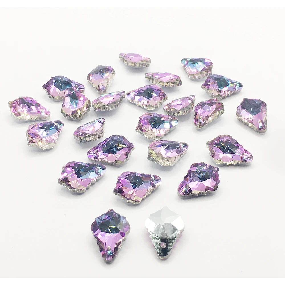 

10Pcs 15*22MM Single Hole Charms Crystal Baroque Pendants Maple Leaf Shape Glass Beads for DIY Making Jewelry Necklace Earrings