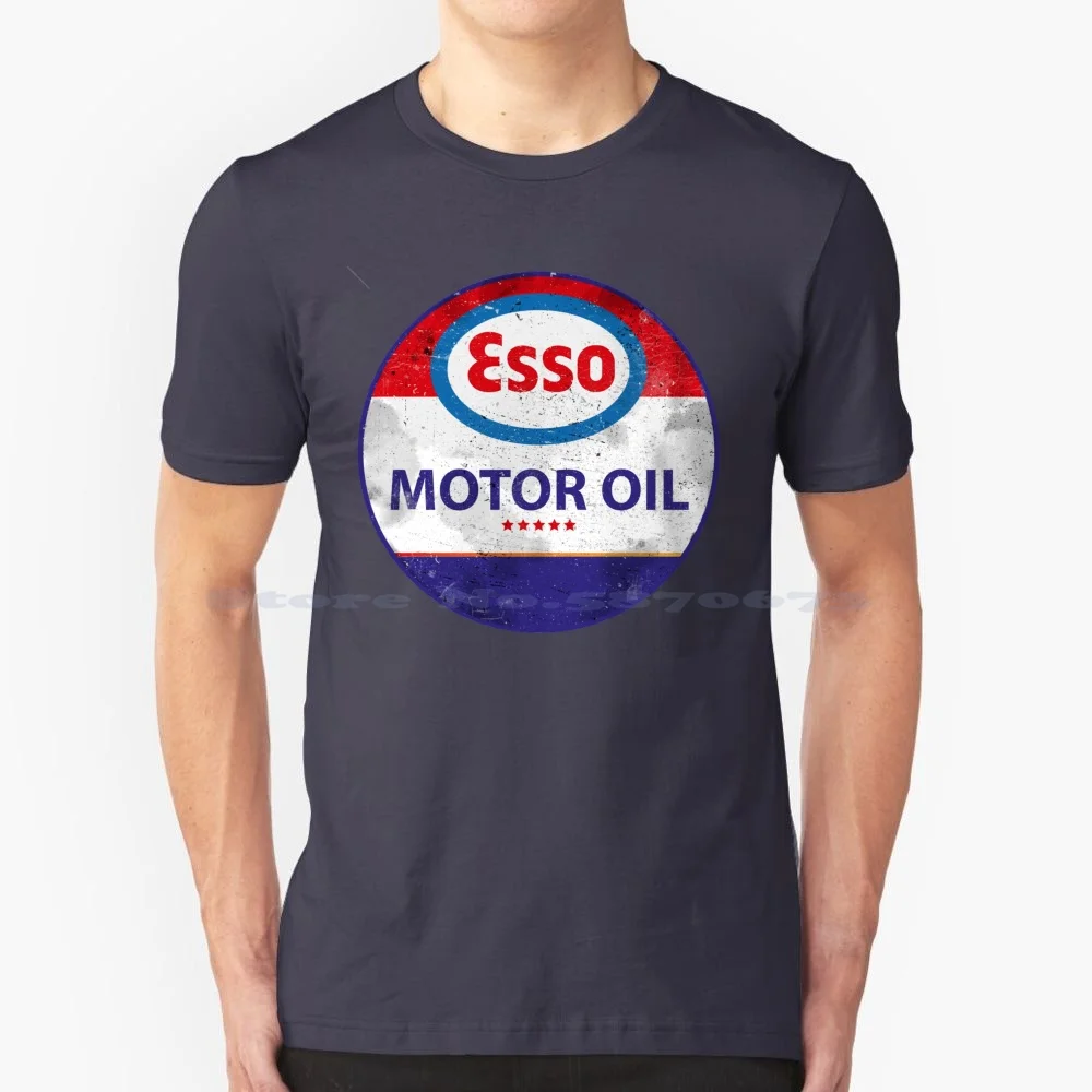 Esso Motor Oil Vintage Sign T Shirt 100% Cotton Tee Esso Gas Station Sign Motor Oil Oil Oil Tans Oil Oil Company Oil