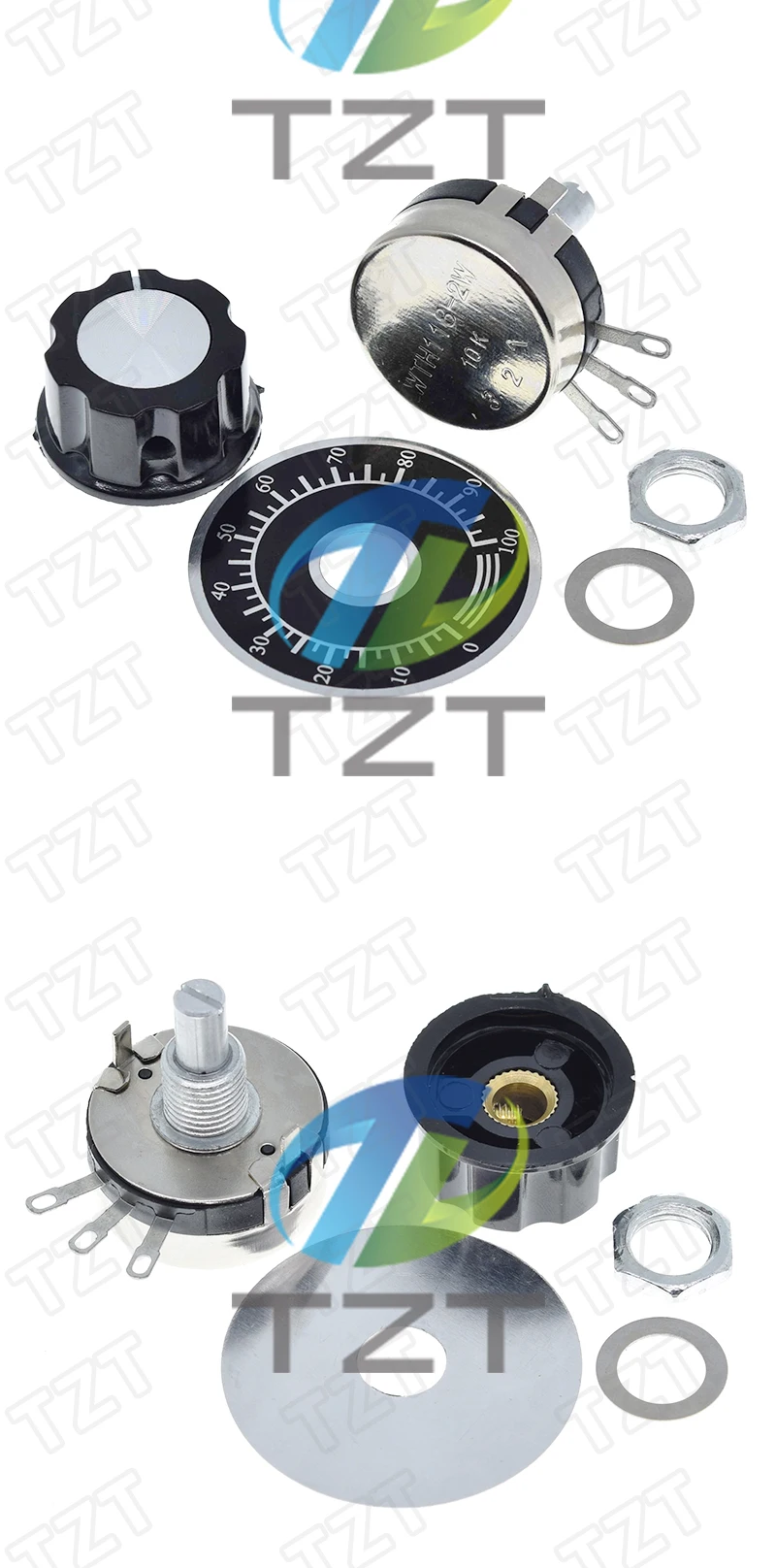 TZT WTH118 DIY Kit Teile 2W 1A Potentiometer 1K 2,2K 4,7K 10K 22K 47K 100K 470K 1M – Detail 2
