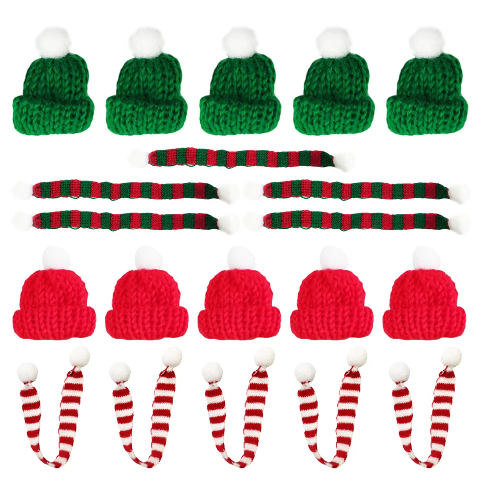 

Christmas Miniature Santa Hat Scarf Cup Bottles Decor Christmas Party Wool Cap Doll DIY Handmade Mobile Phone Case Decor
