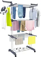 NEW Clothes Drying Rack, Oversized 4-Tier(67.7" High) Foldable Stainless Steel Movable Drying Rack with 4 castors 1