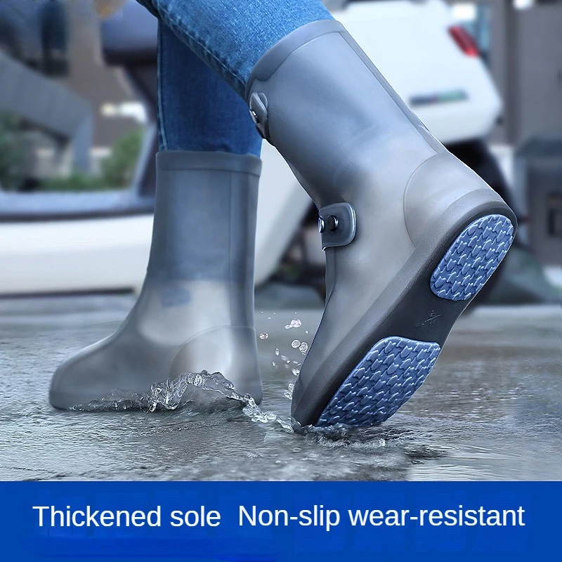 WaterproofShoeCoverSiliconeHighTopRainBootsCoverNonslipShoes