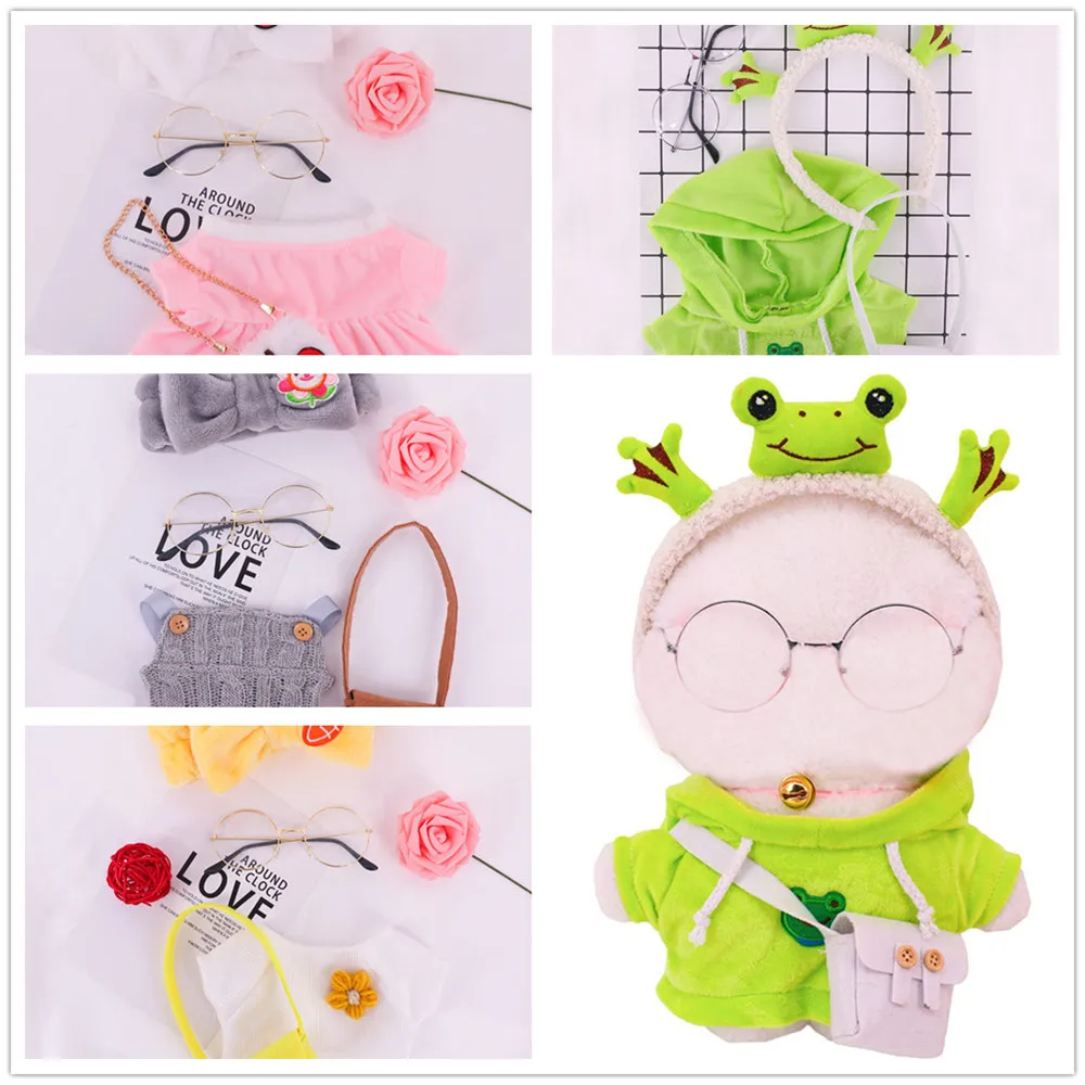 4Pcs Kawaii Duck Clothes 30Cm Lalafanfan Duck Toy Doll Accessories Band Hood Backpack Glasses Sweater Girl Gift