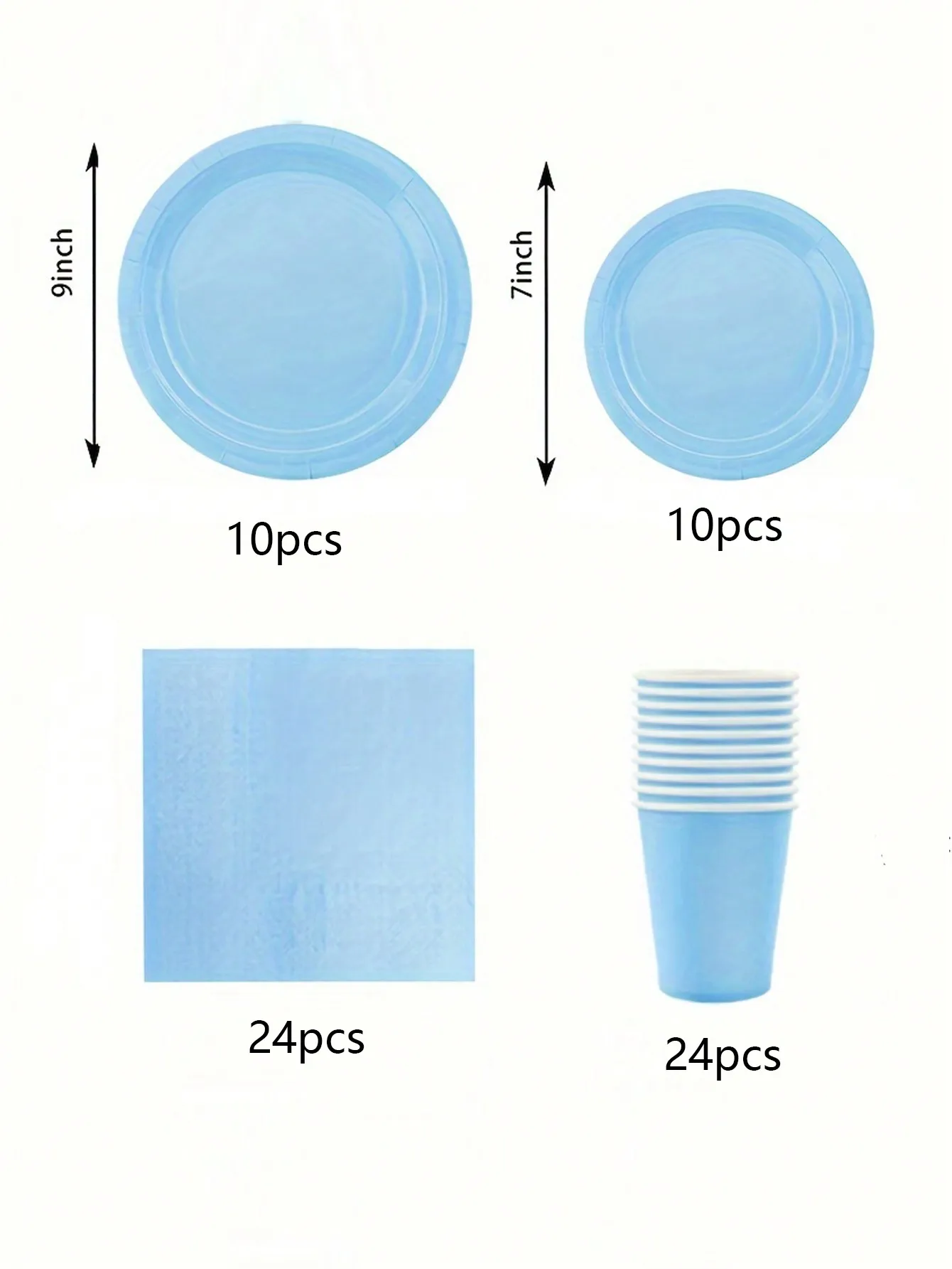 Sky Blue Party Supplies Set - Disposable Plates Spoons Forks Knives