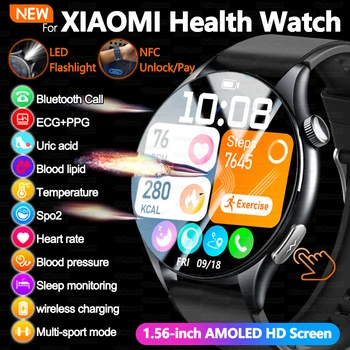Per XIAOMI 2025 Nuovo ECG + PPG Smartwatch Acido urico preciso Ipolidi nel sangue Analisi del corpo della pressione Smart Watch Uomo Chiamata BT Orologi NFC