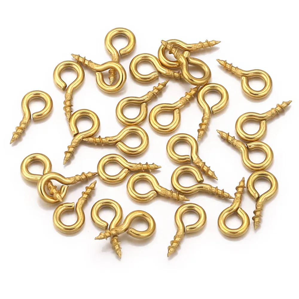 Eyepins Hooks Eyelets Screw Threaded Gold Color Clasps Hooks Jewelry Findings For Making DIY 3