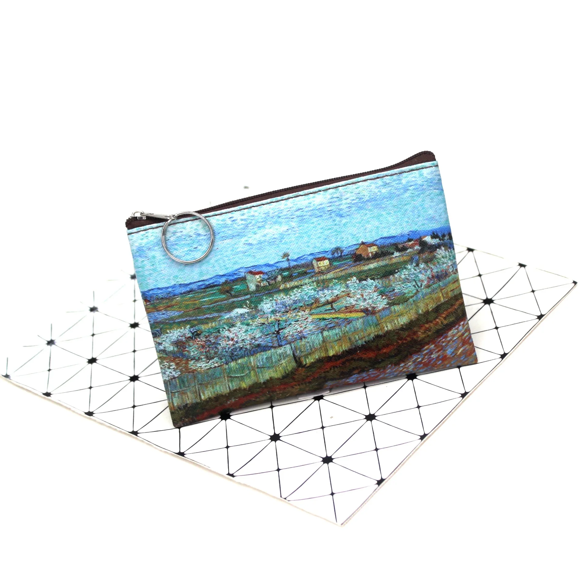 Vintage Oil Painting Canvas Cosmetic Bag Van Gogh Art Sunflower Star Moon Night Makeup Pouch Bag Travel Coin Purse Wallet 2025