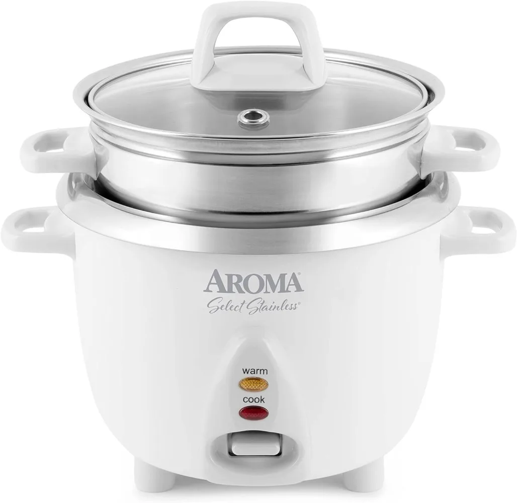 Aroma Housewares 6-Cup (Cooked yield ) / 1.2Qt. Select Stainless Pot-Style Rice  Cooker, & Food Steamer, One-Touch Operation - AliExpress