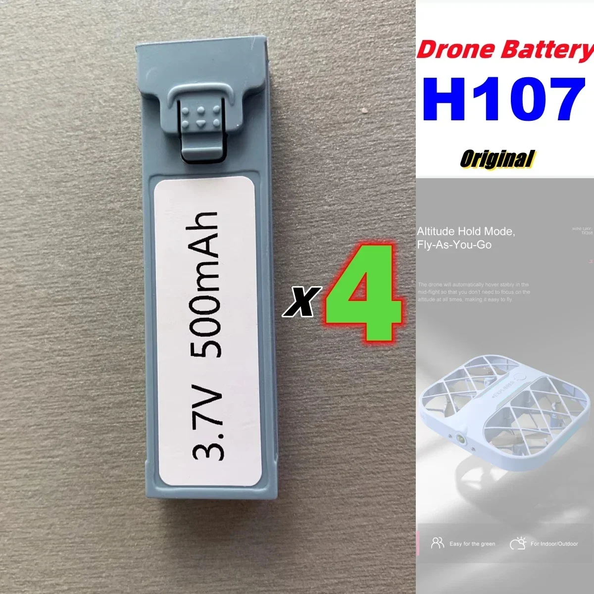 Achetez des piles de rechange pour drone H107 - Lot de 1 à 20 batteries, empilées.