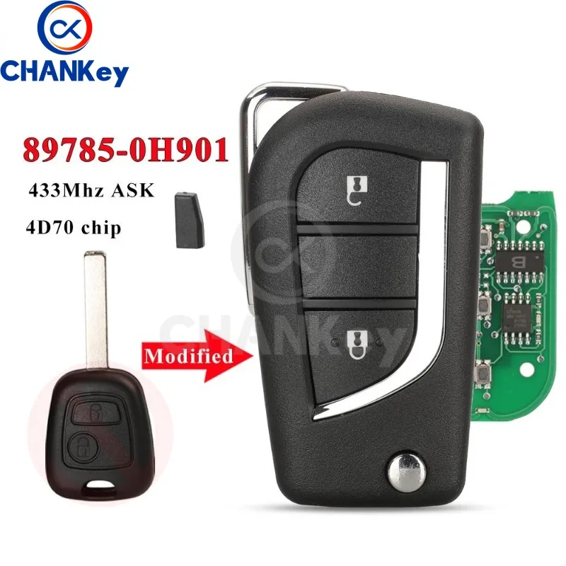 

CHANKey 89785-0H901 обновленный флип-пульт дистанционного управления для автомобиля 433 МГц 4D70 чип для Toyota Aygo 2005-2014 2 кнопки VA2 автоуправление