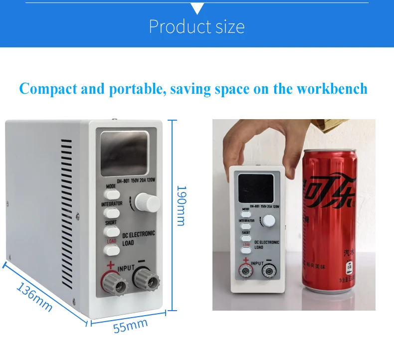 DC 전자 부하 테스터, 배터리 용량, 내부 저항 방전 부하 테스터, 150V, 20A, 120W