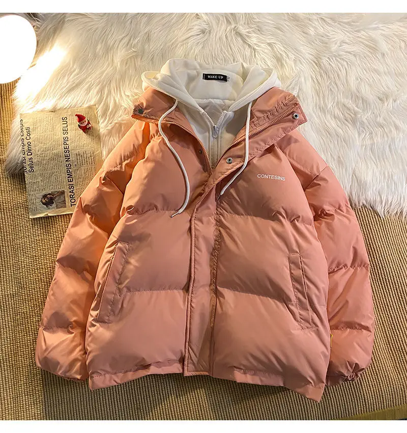 Winter leisure cotton clothes women Y2K multi-functional fake two pocket zipper down jacket thick coat Korean version winter new