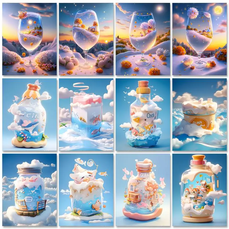 

GATYZTORY DIY Painting By Numbers fairyland Cup HandPainted Oil Painting Modern Kits Drawing On Canvas Unique Gift Home Decorati