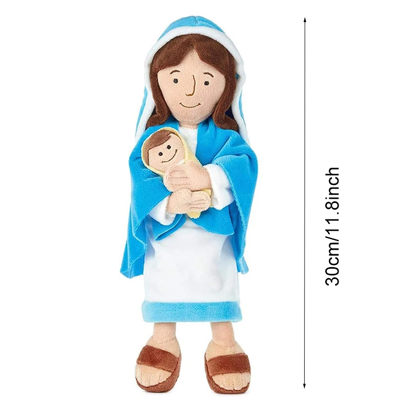 thumbnail image 1 of Jesus Plush Toy Virgin Mary Soft Doll Traveler Crutch Style Donkey Stuffed Christ Religious Savior with Smile Believer Kids Gift, 1 of 5