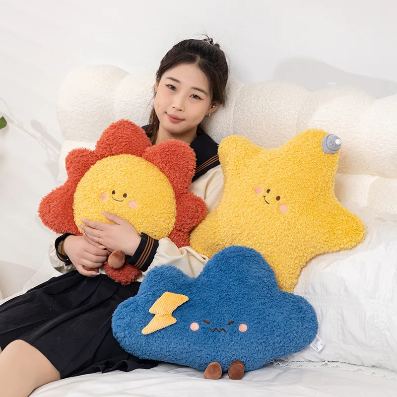Hot Cartoon Sky Plush Doll Pillow Cute Dark Clouds Sun Moon Stars Rainbow Toy Home Decoration Gift For Boys And Girls