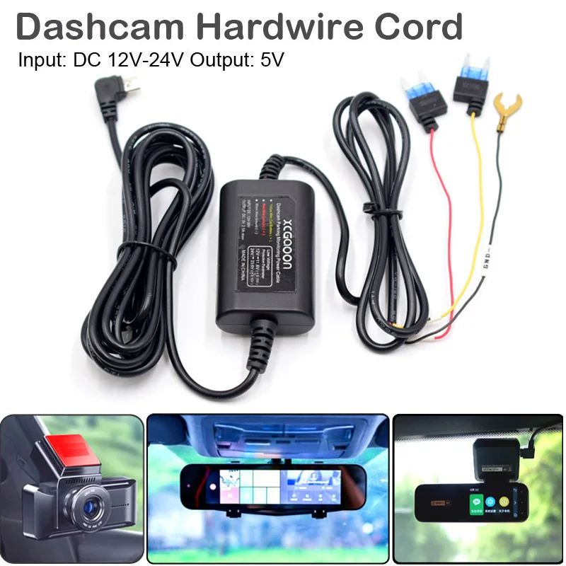 Car-Dashcam-Camera-DVR-24H-Parking-Monitoring-Hardwire-Cord-Power-Cable ...